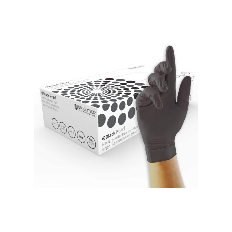 Box of 100 Uniglove Nitrile Gloves - Black