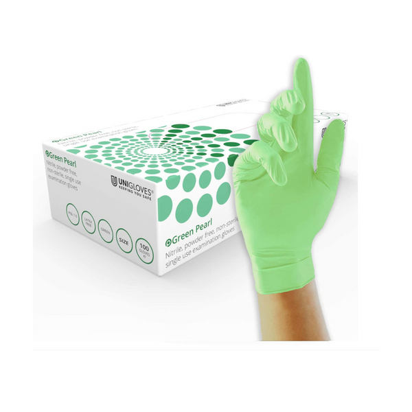 Box of 100 Uniglove Nitrile Gloves - Green
